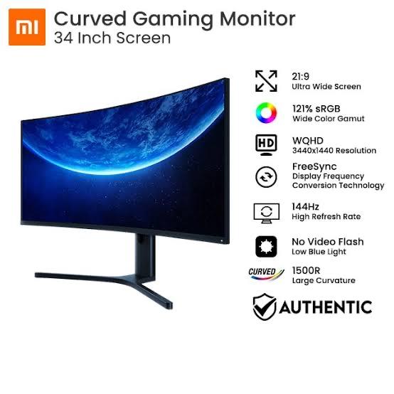 Gaming Monitor Xiaomi Curved 34 inch 144 Hz WQHD - Best Game Monitor