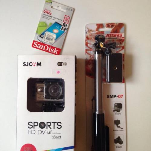 Kamera SJ CAM SJ5000+ with Monopod/ Tongsis Anti Karat & Memory 32 GB