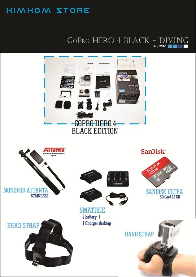 Paket Diving - Kamera GoPro HERO4 Black  Xiaomi Yi, SJ Cam, Bpro