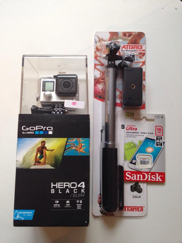 GoPro HERO4 Black Edition Camera + Monopod + Memory 16 GB [] Xiaomi YI