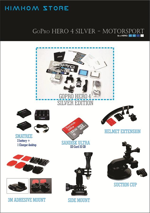 Paket Motorsport Kamera GoPro HERO4 SIlver  Xiaomi Yi, SJ CAm, Bpro