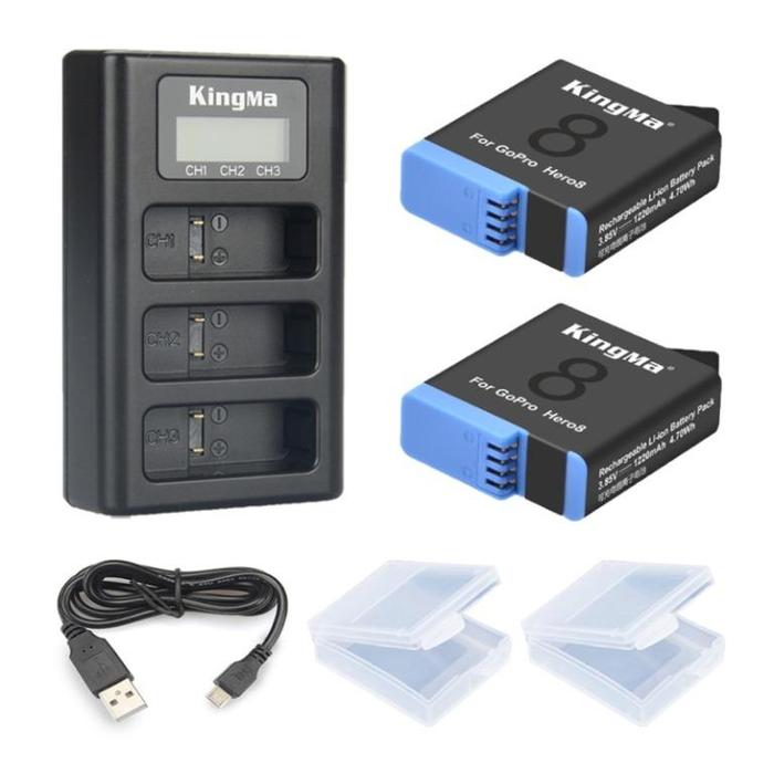 Dual Battery Kingma GoPro HERO 8 Black - Charger desktop Batre Kamera - Image 2
