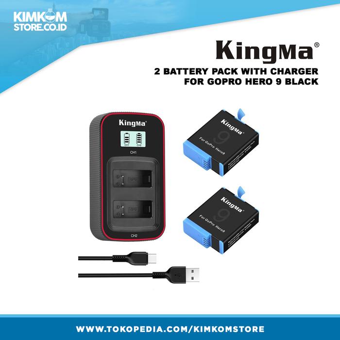 Battery Pack 2 in 1 for GoPro HERO 9 Black Camera (Kingma Brand)