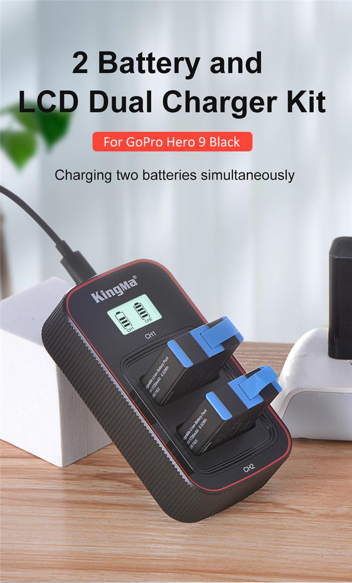 Battery Pack 2 in 1 for GoPro HERO 9 Black Camera (Kingma Brand) - Image 5